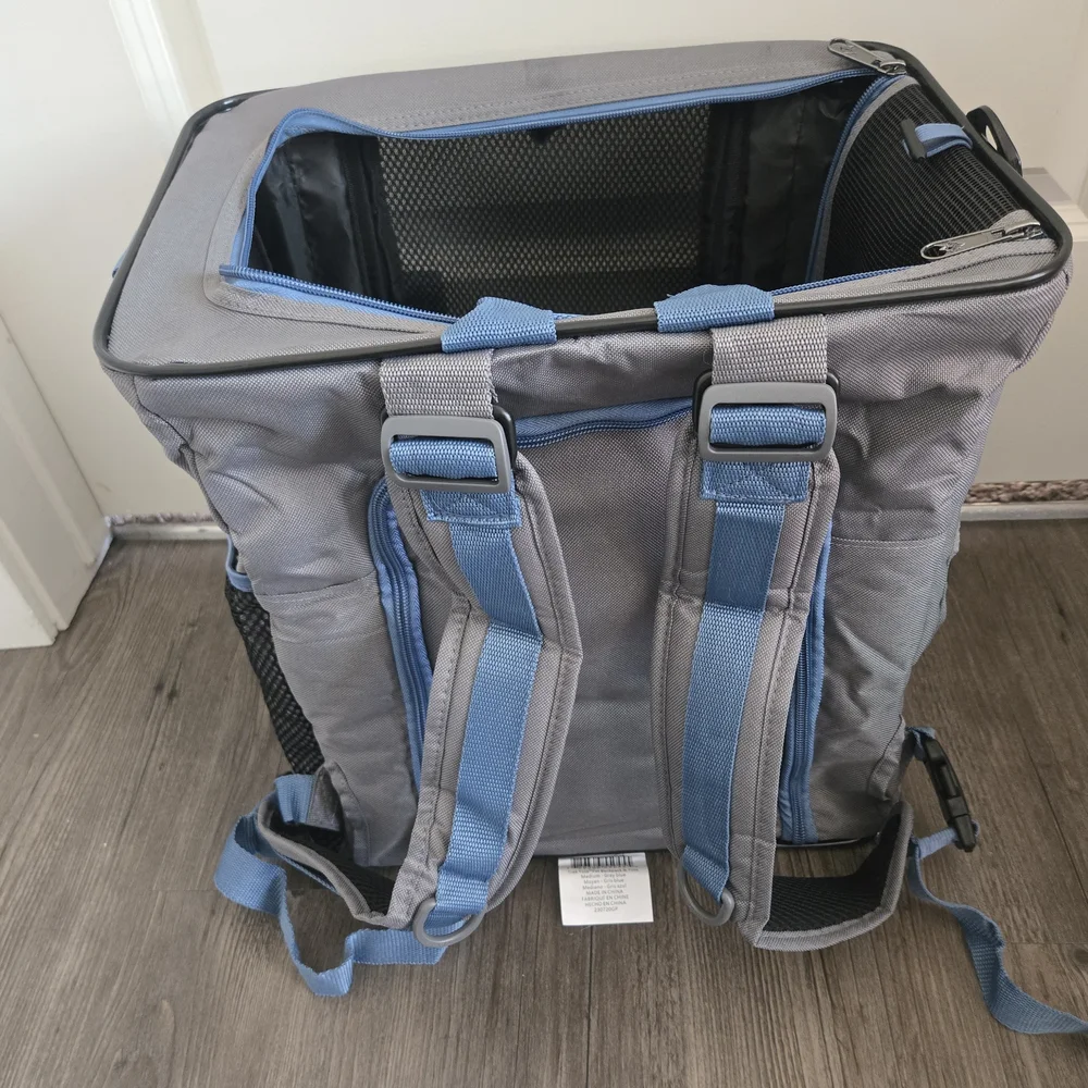 Sherpa Trek Tote Pet Carrier Backpack Gray Blue NWT Small Dog Cat Travel Bag